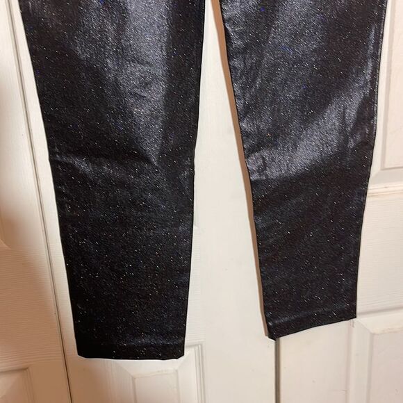 Versona Contemporary Black Faux Leather Sparkle Leggings Size 12 - Picture 9 of 16